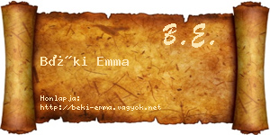 Béki Emma névjegykártya